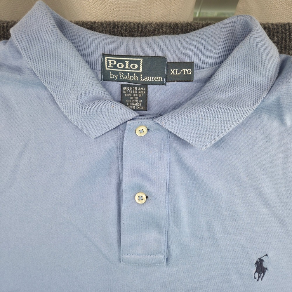 Polo Ralph Lauren‎ Mens XL Light Blue Short Sleeve Cotton Pique Pony Logo Polo